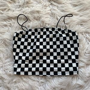 Size S Black & White Checkered Crop Top
